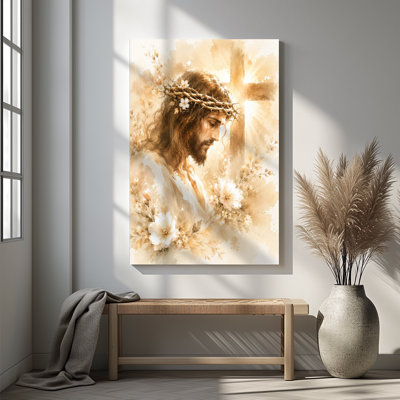 1pc, reproduction d'art sur toile encadrée, affiche de Jésus et croix, impression sur toile pour salon, chambre, bureau, salle de bain, dortoir, prêt à accrocher