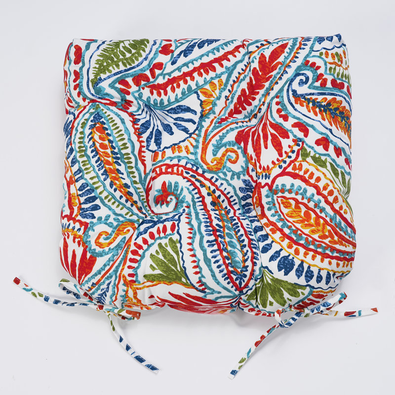 Cloughmills Outdoor Seat Cushion, Red/Blue Polyester Blend