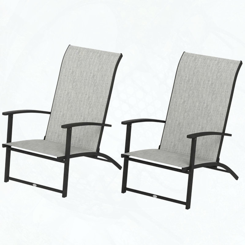 Set of 2 Folding Outdoor Dining Chairs with Breathable Mesh, Gray