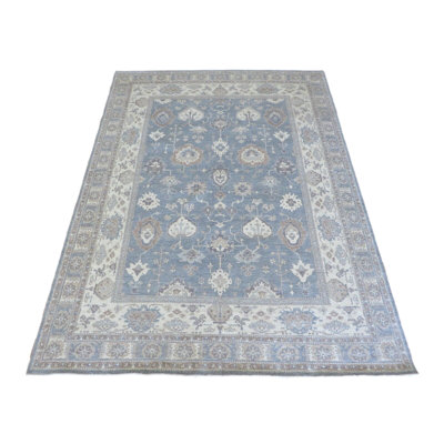 Tapis oriental gris Peshawar noué à la main 9 x 12 G14314