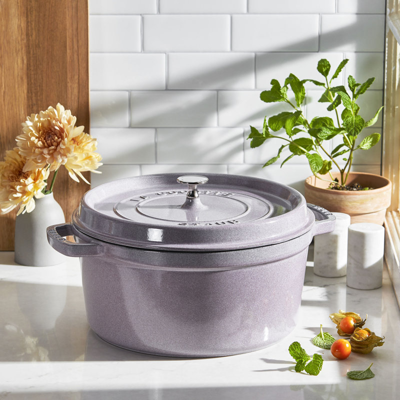 La Cocotte Cast Iron Round Cocotte, Cherry Blossom, 7 quarts