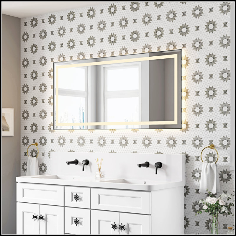 Miroir de salle de bain DEL, Gris, 28 po x 60 po