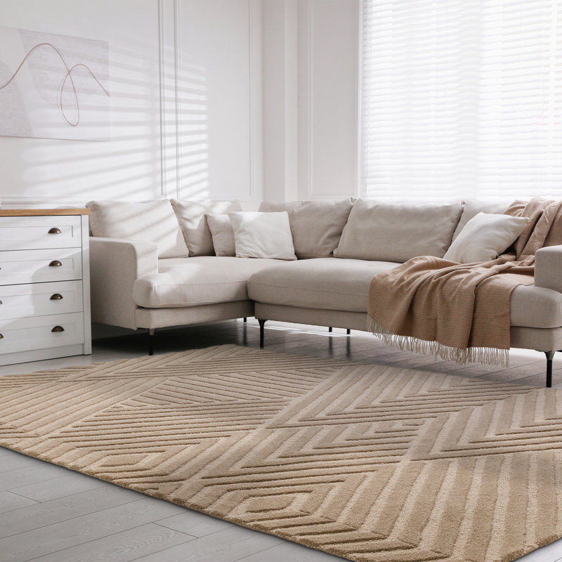 Mendez Geometric Wool Hand Woven Area Rug, Rectangle 120cm x 170cm