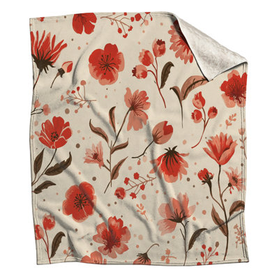 Couvertures à motif floral rouge