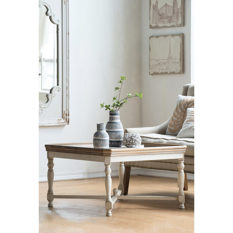 Coffee Table, Natural Wood And White, Distressed Finish Look Square 33X33x19": White For Any Effect Of Design