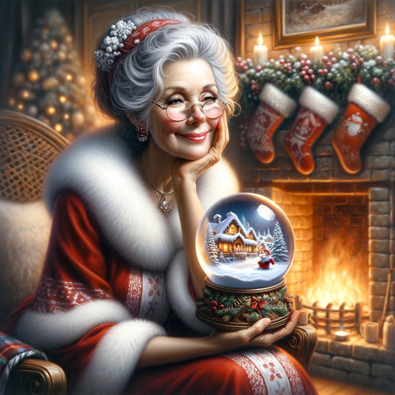 Yuletide Memories with Vintage Snow Globe - Impression sur toile tendue, H 20 po x l 20 po x P 1,5 po