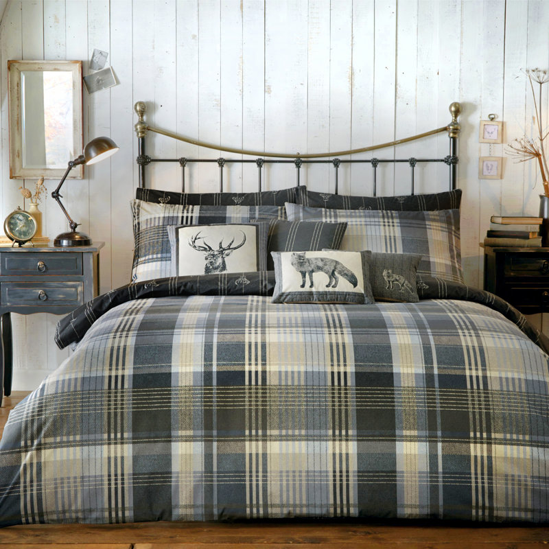 Connolly Plaid Duvet Cover Set with Pillowcases, Single - 1 Standard Pillowcase, Ochre