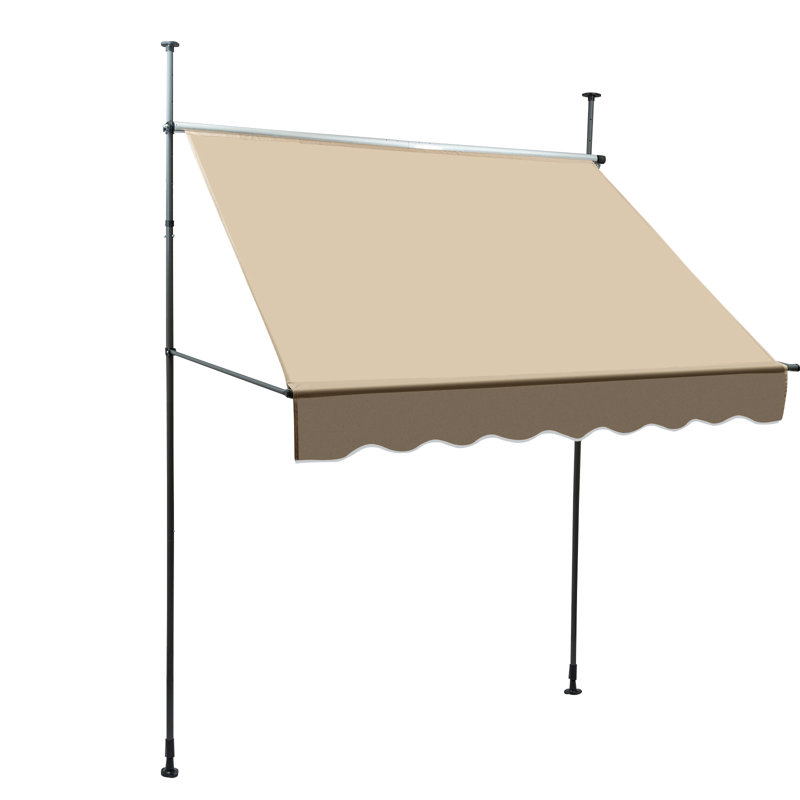 Manual Retractable Sunshade Adjustable Outdoor Sun Shade, Beige
