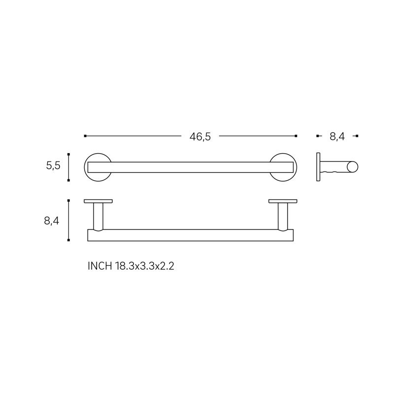 Pitters Towel Rack, Brushed Gold