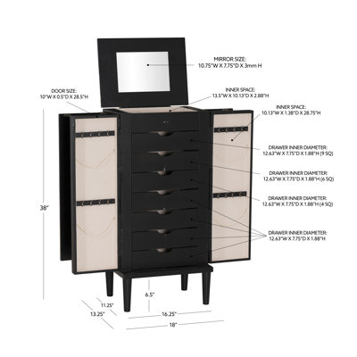 Armoire pour bijoux avec miroir Naithan