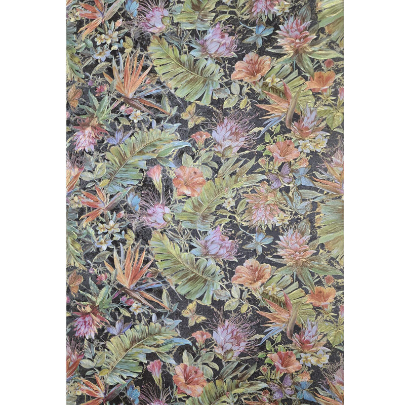 Papier peint métallique avec plantes tropicales Armany