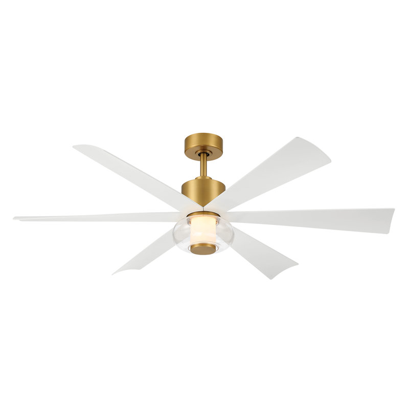 Ventilateur de plafond intelligent DEL 5CCT Veyra, Laiton, Alabaster White