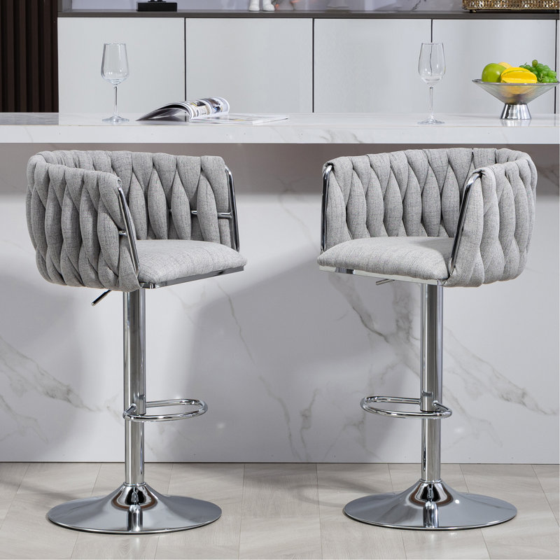 Stylish Adjustable Swivel Bar Stools Set Of 2, Ideal For Kitchen Island, Cafe, Pub And More.