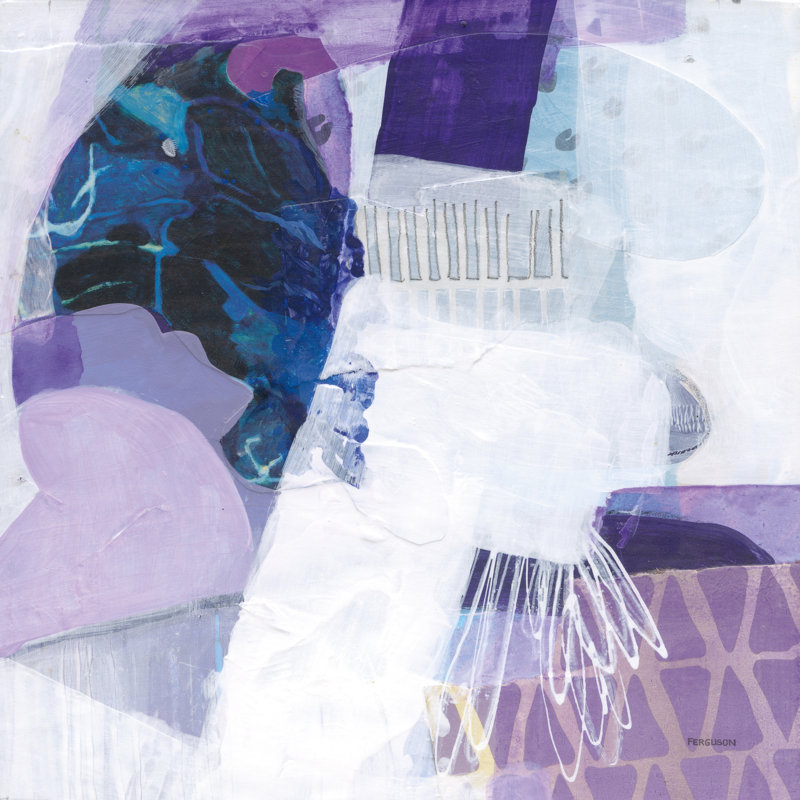 «Abstract Layers III» par Kathy Ferguson, reproduction sur toile tendue, H 12 po x l 12 po, Oui, Cadre photo noyer