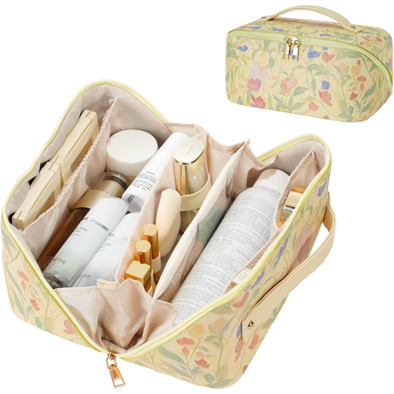 Trousse de voyage pour femme avec trousse de maquillage en polyuréthane