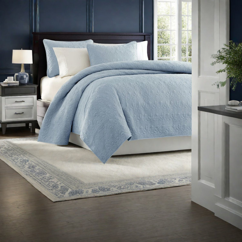 Ensembles de literie confortables en coton, à motif bleu, réversibles pour le confort de la chambre à coucher