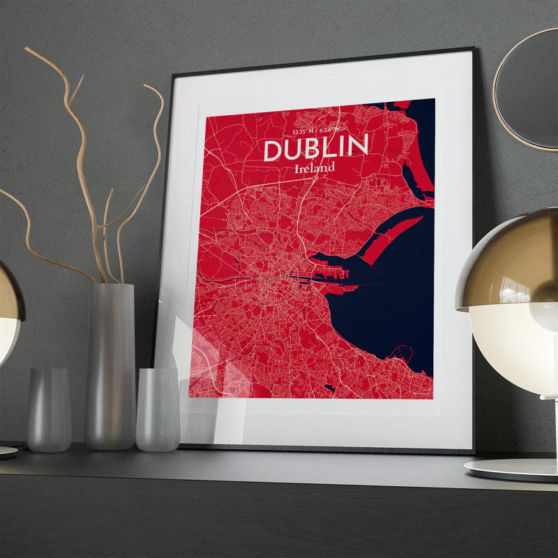 Dublin City Map in Nautical 1 Piece Wall Art, 20cm H x 16cm W x 0.05cm D