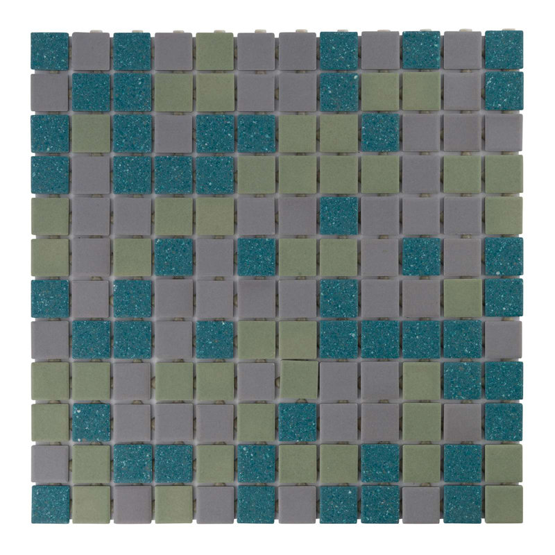 1" x 1" Ceramic Grid Textured Mosaic Wall and Floor Tile