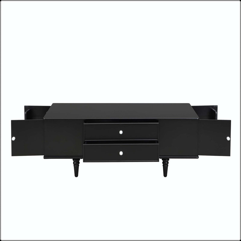 Table basse 47,2 po en bois avec 4 tiroirs et 2 compartiments latéraux cachés, Black