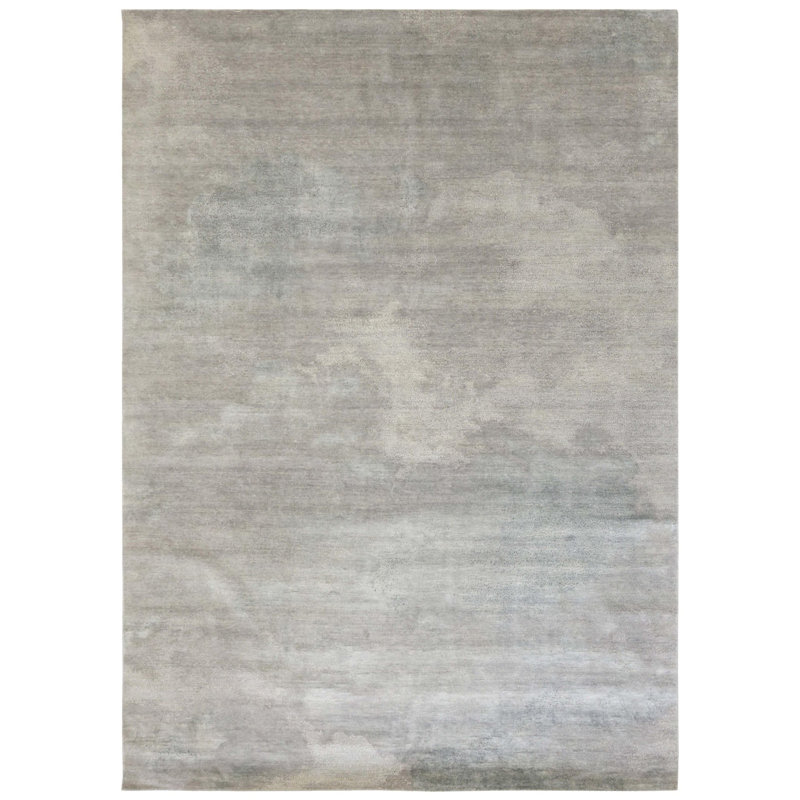 New Indian Cloud Sky Wool And Silk On Cotton 9Ft11inx13ft11in Silver