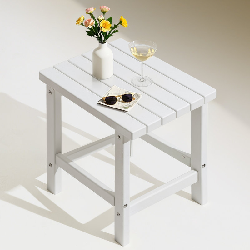 Table d'appoint 17 po rectangulaire PEHD, Blanc