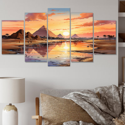 Egypt Pyramid Ancient Wonders I On Canvas 5 Pieces Print -  Union Rustic, 0DE13E64B5B1429DAC536761B1052DA9