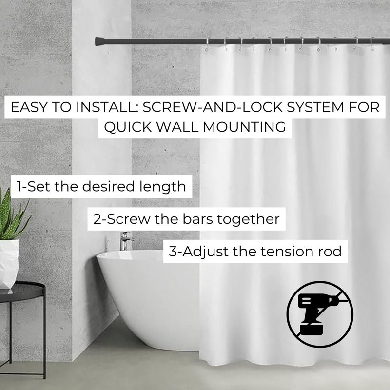 Adjustable Black Stainless Steel Tension Shower Curtain Rod