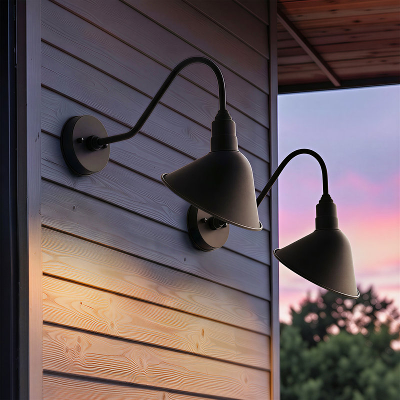 8" Gooseneck Outdoor Sign Lighting Matte Black Barn Light for Storefront Signage