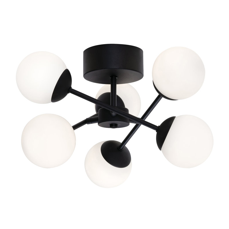 Catalina Glass LED Semi Flush Mount, Black