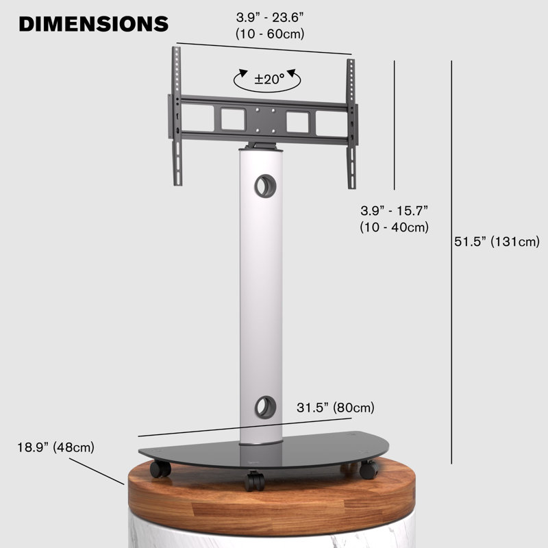 ProMounts Black Mobile TV Cart with Swivel Mount for 32"-72" Screens