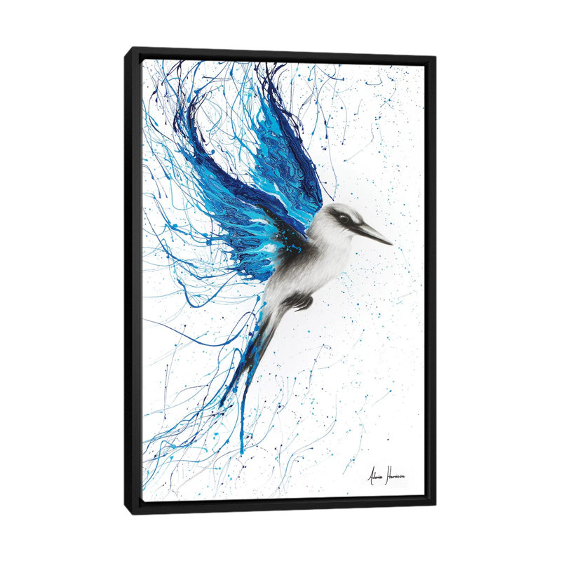 «True Blue», impression sur toile, H 26 po x l 18 po x P 1,5 po, Toile avec cadre noir, Pas de tapis