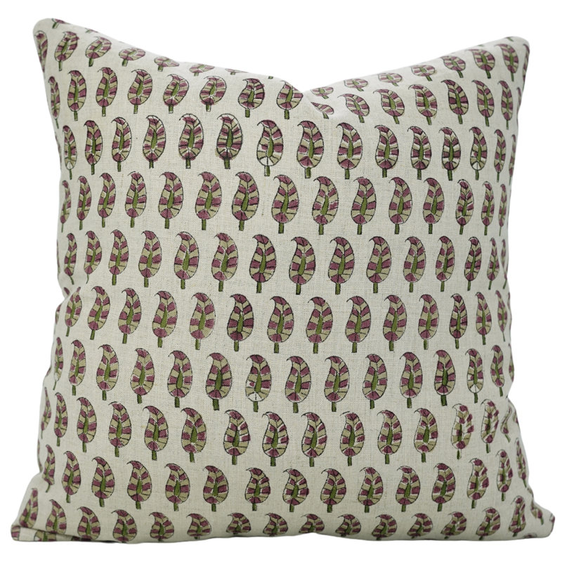 Housses de coussin Fabividine «Pure Linen» rose, motif cachemire Lil, H 20 po x l 12 po, Forme rectangulaire