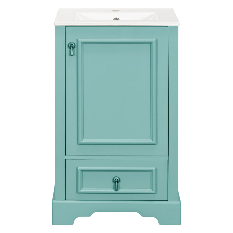 Meuble-lavabo de 20 po avec comptoir en céramique, Vert clair