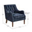 Fauteuil d'appoint Anatonia capitonné à oreilles, 74,3 cm de large, avec accoudoirs incurvés, bleu marine-1006980134