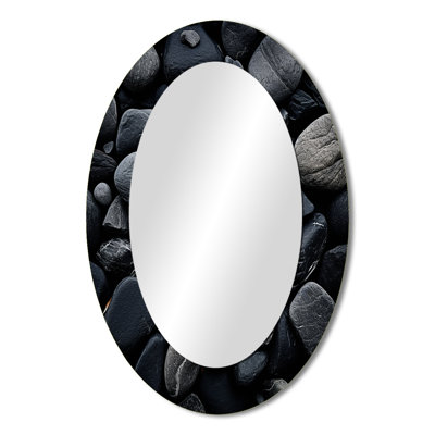 Black Stones Scenery Minimalism - Modern Oval Wall Mirror
