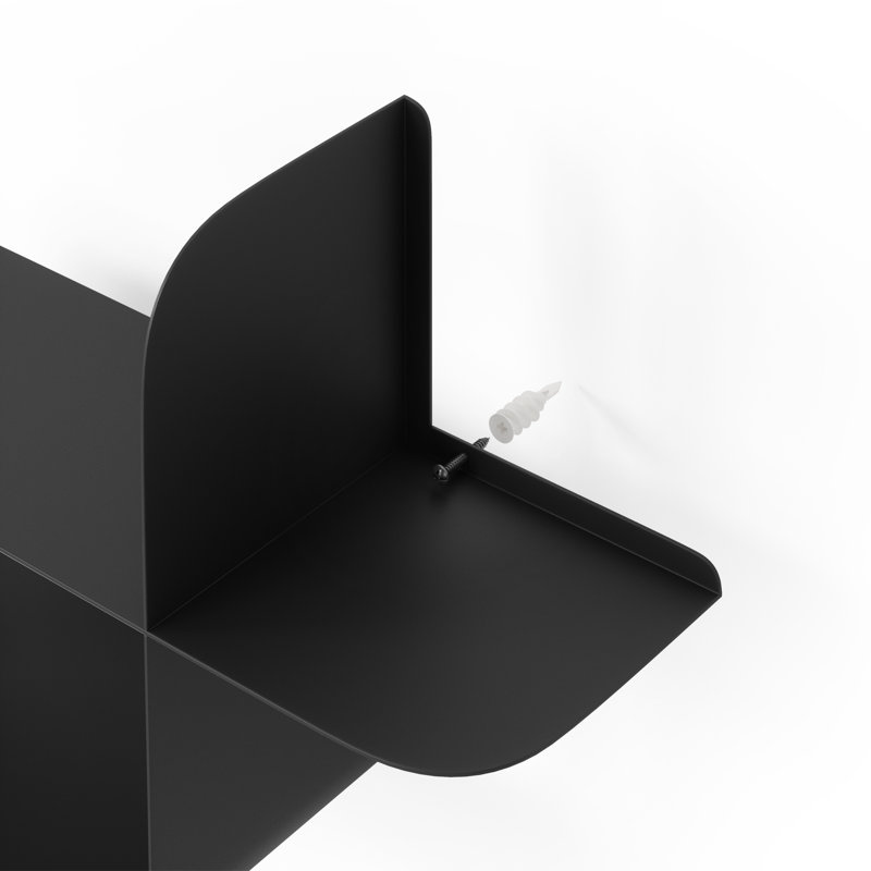 Montage Modern Wall-Mounted Floating Shelf - Set of 2, Black