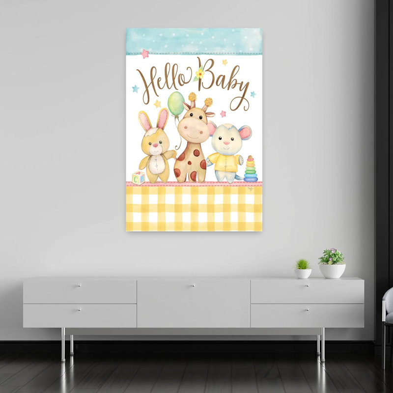 Illustration de bébé fantaisiste abstrait contemporain, H 60 po x l 40 po