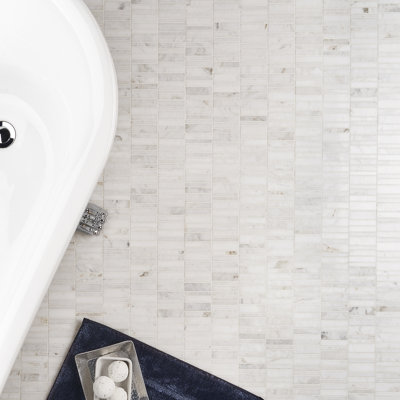 Arctic White 1" x 3" Marble Stacked Stone Mosaic Wall & Floor Tile
