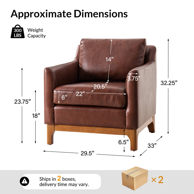 Florita Genuine Leather Armchair, Brown