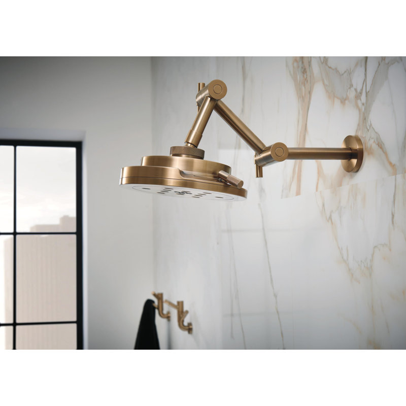 Essential Linear Round Jointed Wall-Mount Shower Arm And Flange, Brushed Nickel