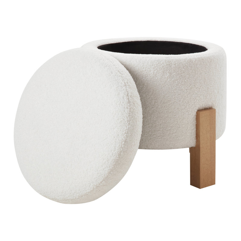 Annie Storage Ottoman, Ivory Sherpa