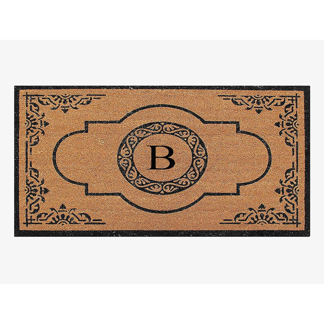 Issac Natural Coir and PVC Backing 36" X 72" Double Door Mat Outdoor Entrance Monogrammed Doormat  Darby Home Co 