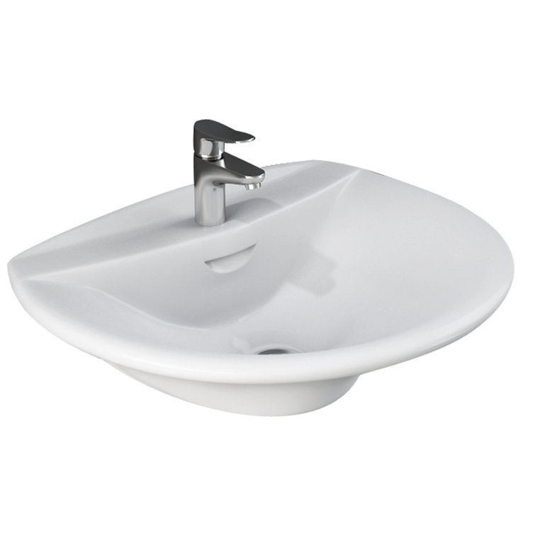Barclay Venice 520 15.75'' White Vitreous China U-Shaped Bathroom Sink with Overflow