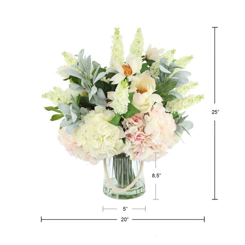Mixed Bouquet in Ribbed Glass Vase