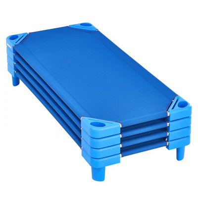 Lit de bébé empilable, lit de bébé portatif pour lit de tout-petit, lit de jour standard pour enfants de L 52 po x l 23 po, lits de garderie en classe préscolaire pour dormir, se reposer, sieste, bleu