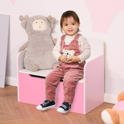 Suzan Kids Wooden Toy Box Children Storage Chest Bench Safety Hinge