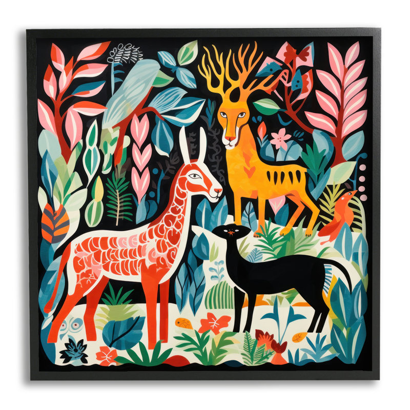 Impression sur toile Matisse Inspired Wildlife, Giclée encadrée noir minuit, H 12 po x l 12 po