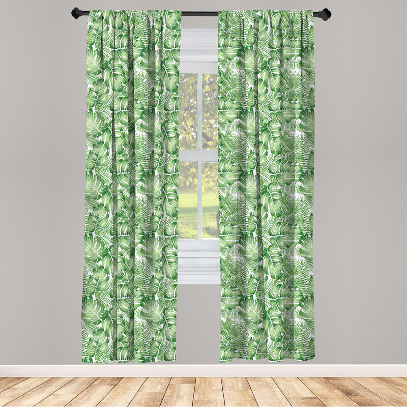 Tropical Floral Semi-Sheer Rod Pocket Curtain Panels, 28" x 84"