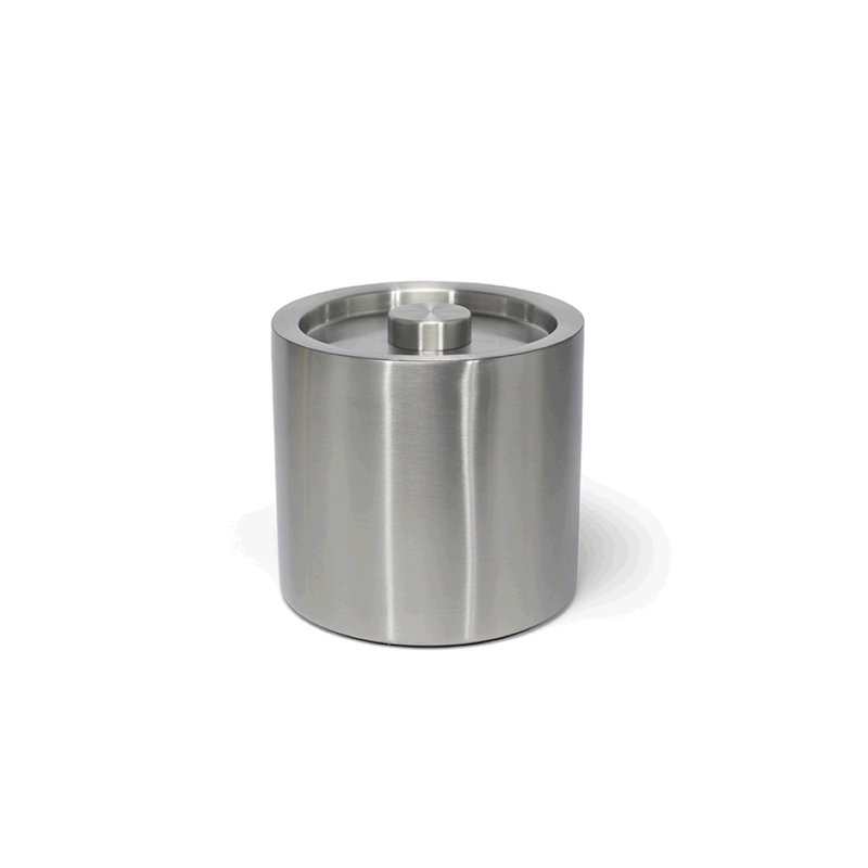 Seau à glace rond en acier inoxydable brossé, Argent brossé