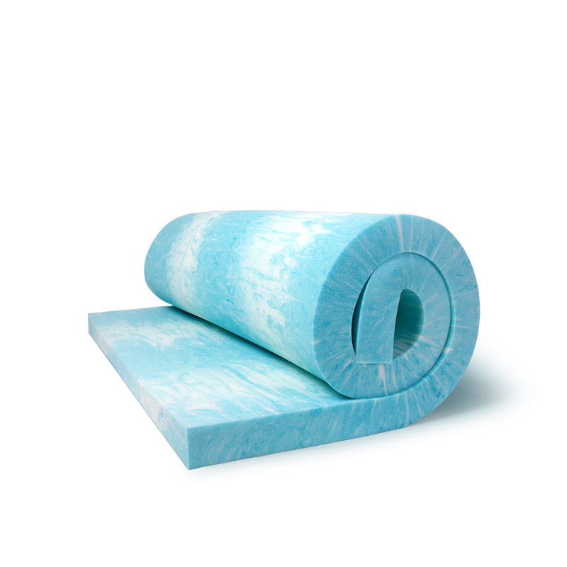 King Size Blue and Cream Gel Foam Mattress Topper